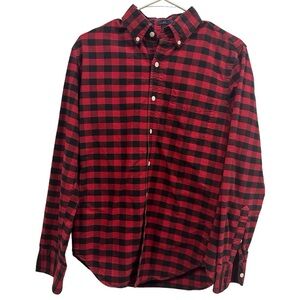 J Crew Slim Oxford Cotton Button Down Pocket Shirt Long Sleeve Red Black Plaid S